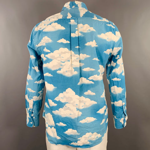 GITMAN BROS Size L Blue White Clouds Cotton Long Sleeve Shirt