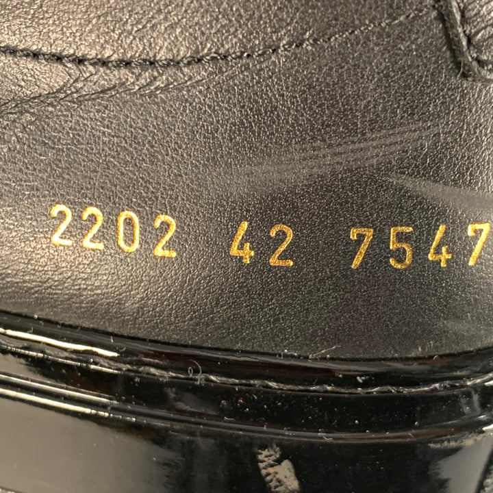 COMMON PROJECTS Size 9 Black Leather Low Top Shiny Sole Sneakers