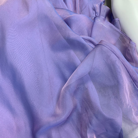 BADGLEY MISCHKA Size S Purple Lilac Silk Iridescent Halter Evening Gown