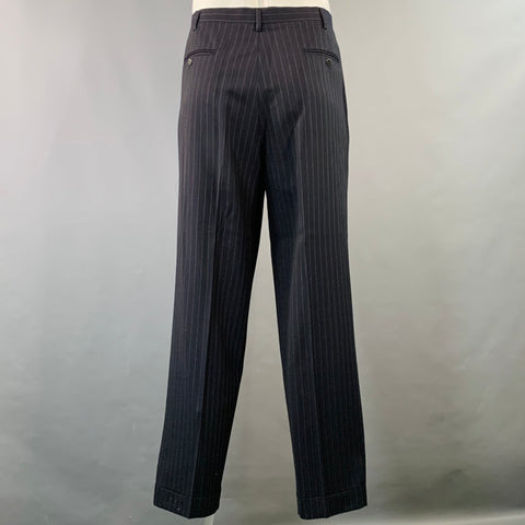 KITON Size 42 Regular Navy Grey Pinstripe Wool Notch Lapel Suit