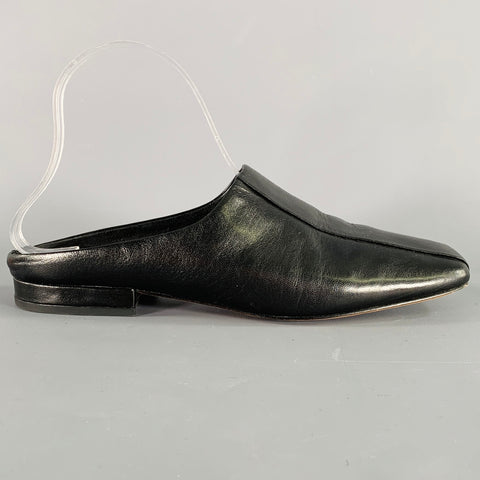 VINCE Size 8.5 Black Leather Stripe Slip On Mules Sandals