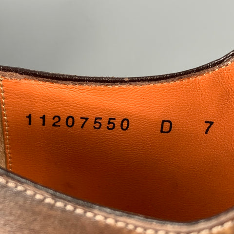 SANTONI Taille 7 Chaussures à lacets en cuir perforé bruni marron