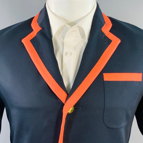 ROWING BLAZERS Size XS Navy Coral Cotton Ribbon Trim Notch Lapel Sport Coat