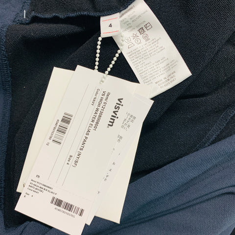 VISVIM Talla L -VS High Water Elias- Pantalones casuales con cordón de mezcla de nailon azul marino