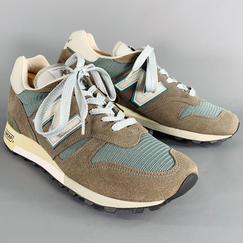 NEW BALANCE Size 9 Grey Blue Mixed Fabrics Suede Mesh Sneakers
