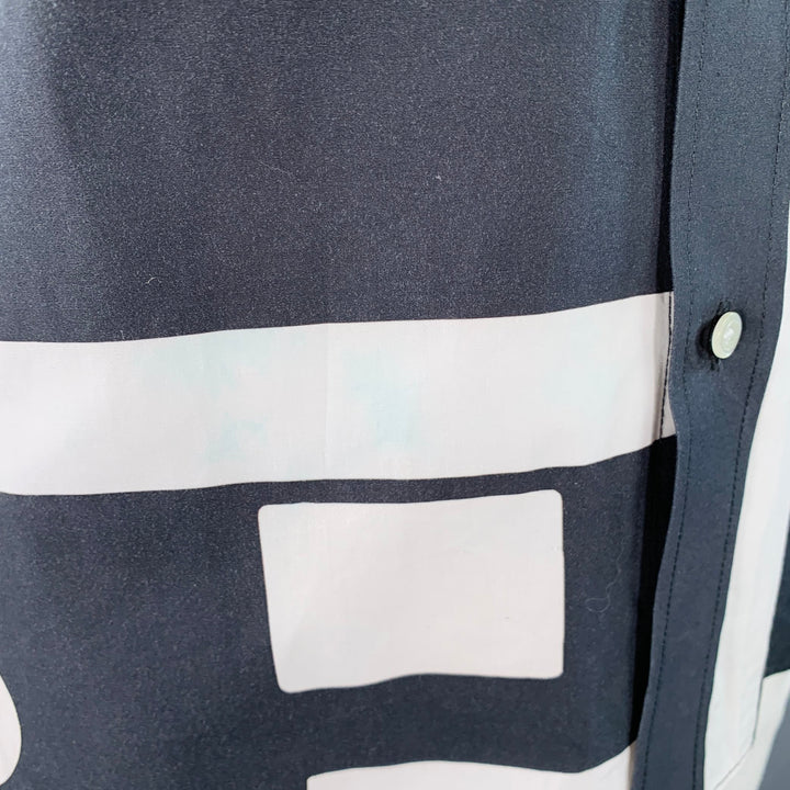 WALTER VAN BEIRENDONCK Size L Black White Graphic Cotton Long Sleeve Shirt