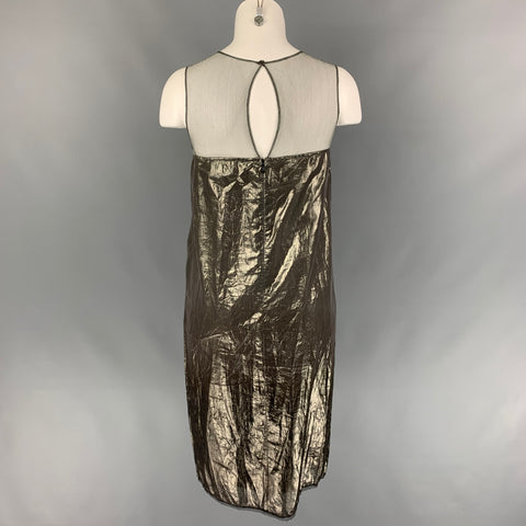 BURBERRY PRORSUM Talla 4 Vestido recto metálico en mezcla de seda gris plomo