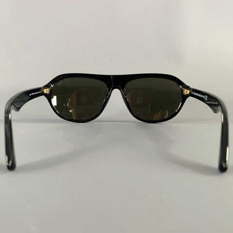 TOM FORD Ivan Black Acetate Teardrop Sunglasses