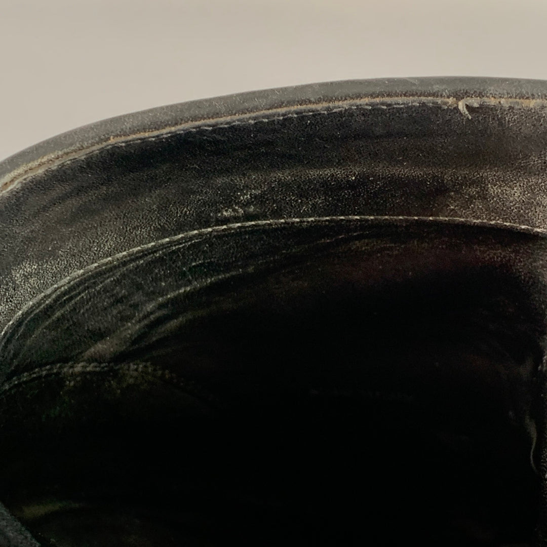 RICK OWENS Size 7.5 Black Leather Hidden Heel Side Zipper Wedge Pumps