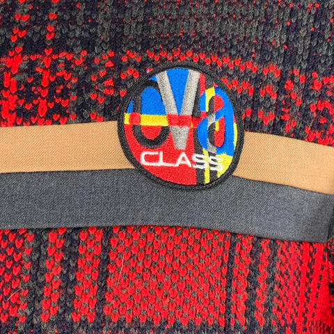 ROBERTO CAVALLI Size XL Black Red Plaid Polyester Blend Sweatshirt Pullover