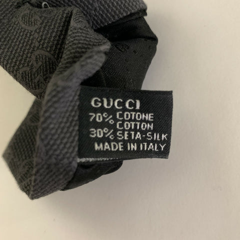 GUCCI Grey Mixed Pattern Cotton Silk Tie