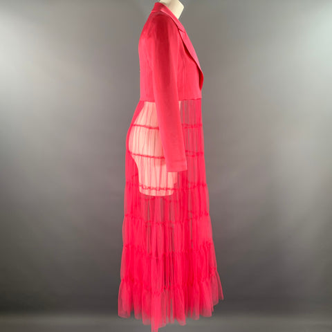 ALICE + OLIVIA Size XS Pink Triacetate Blend Mesh Peak Lapel Coat