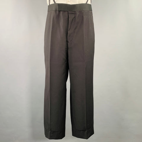 BROOKS BROTHERS Size 40 Black Wool Single Button Suspenders Tuxedo