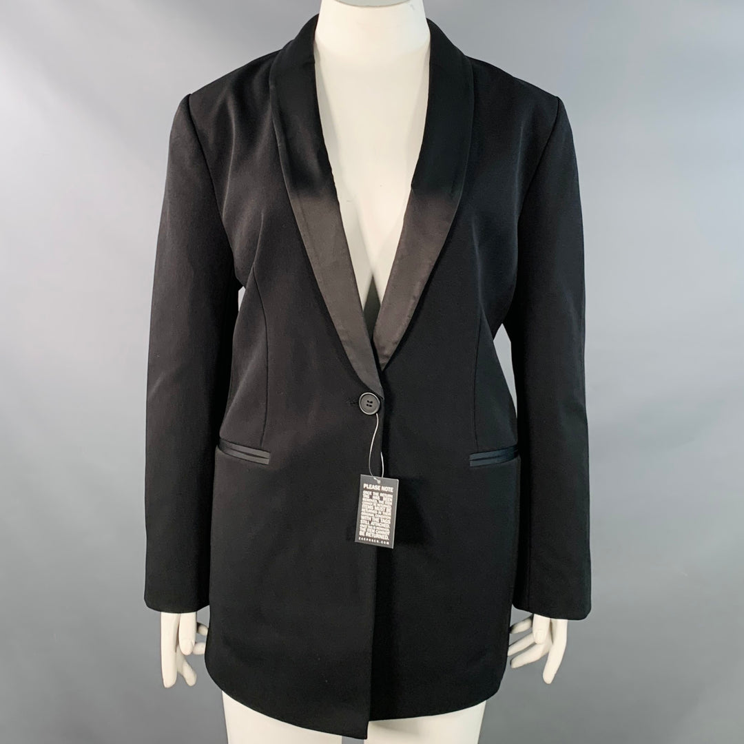 ZAC POSEN Size 12 Black Polyester Blend Shawl Collar Single Button Jacket Blazer