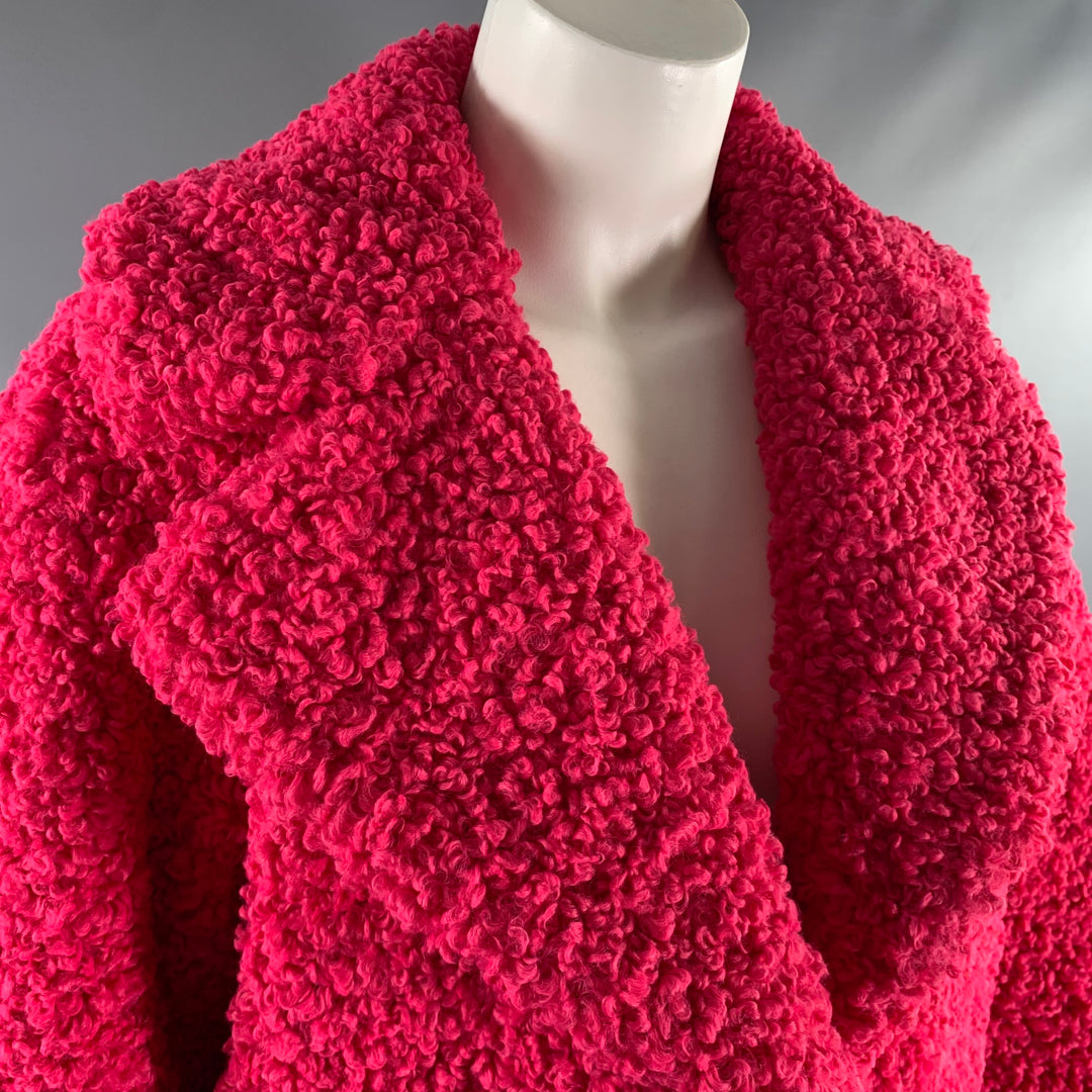 ALICE + OLIVIA Size M Pink Polyester Textured Faux Fur Jacket