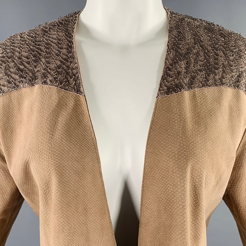 DROME Size S Beige Silver Sheepskin Suede Open Front Casual Top