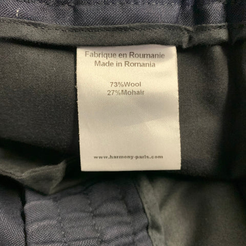 HARMONY Size 32 Navy Wool Mohair Elastic Waistband Dress Pants