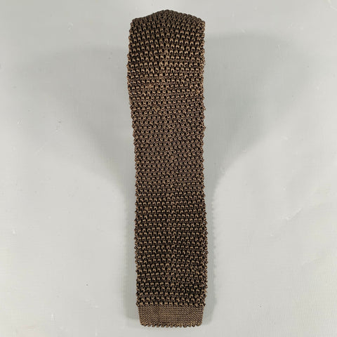 RALPH LAUREN Brown Silk Knit Tie