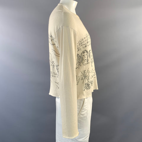 ENFANTS RICHES DEPRIMES M Beige Black Embroidery Cotton Crew Neck Pullover