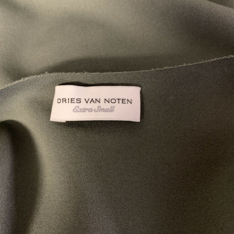 DRIES VAN NOTEN Size XS Green Olive Polyester Blend Ruffled Casual Top