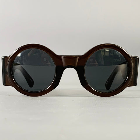 DRIES VAN NOTEN x LINDA FARROW SS26 Brown Acetate Round Sunglasses