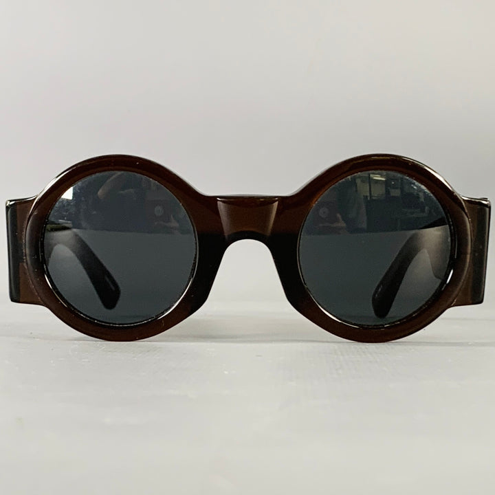 DRIES VAN NOTEN x LINDA FARROW SS26 Brown Acetate Round Sunglasses