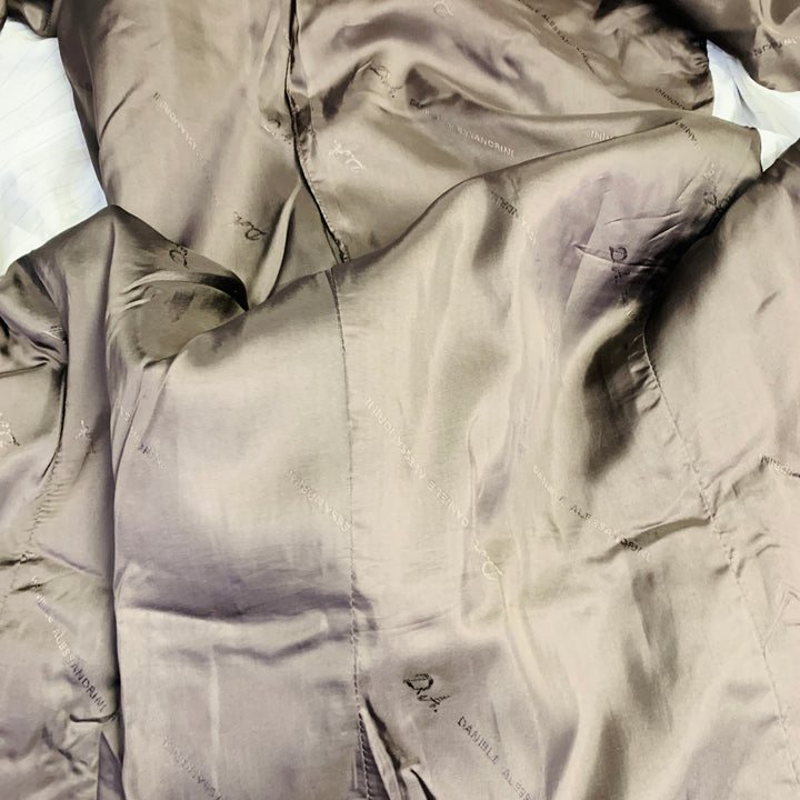 DANIELE ALESSANDRINI Size 38 Khaki Satin Double Breasted Belted Jacket