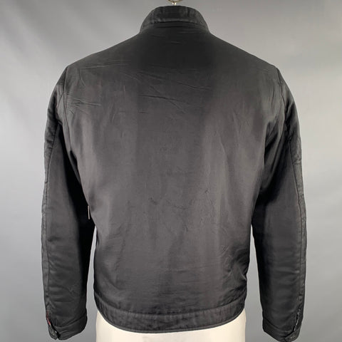 JOHN RICHMOND Size XL Black Embroidery Poliammide Zip Up Jacket