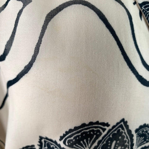 MAX MARA Size 8 Cream Black Cotton Blend Floral Notch Lapel Blouse
