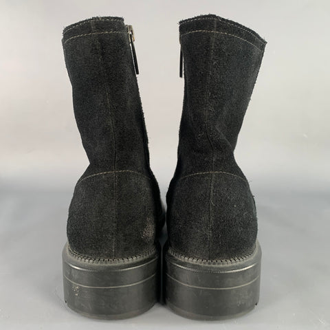 AQUATALIA Size 7.5 Black Suede Elastic Side Zipper Ankle Boots