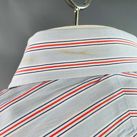 Chemise à manches longues TURNBULL & ASSER Taille L Coton Rayures Bleu Marine Rouge