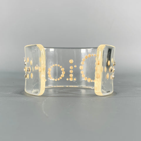 DIOR 90s Silver Clear Lucite Rhinestones Cuff Bracelet