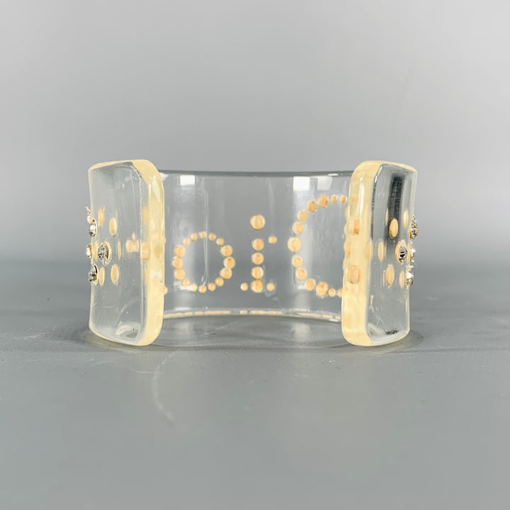 DIOR 90s Silver Clear Lucite Rhinestones Cuff Bracelet