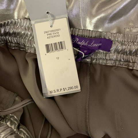 RALPH LAUREN Size L Silver Satin Joggers Casual Pants