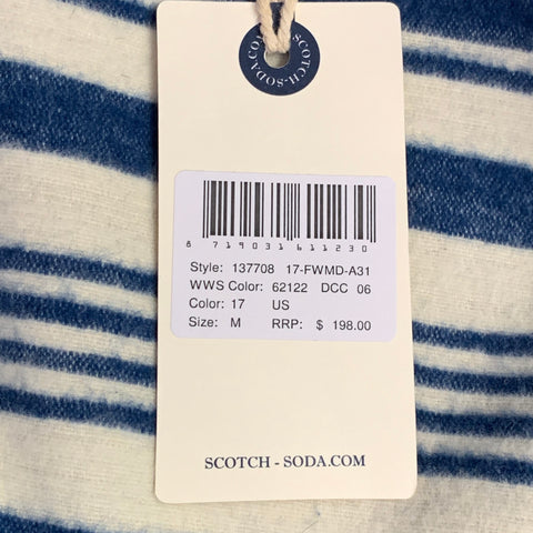 SCOTCH AND SODA Size M Blue Cream Stripe Cotton One Pocket Long Sleeve Shirt