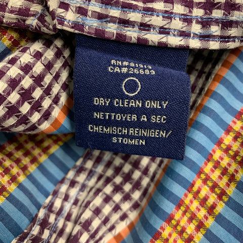 ROBERT GRAHAM Size L Blue Multi Color Plaid Cotton Button Up Long Sleeve Shirt