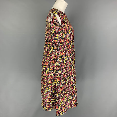 JONATHAN COHEN Taille M Robe à manches courtes en soie multicolore