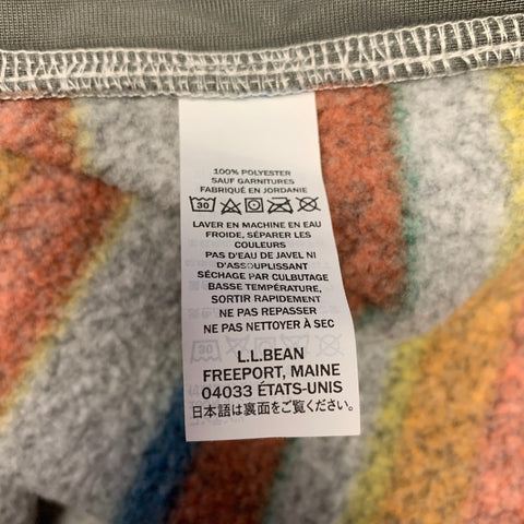 L.L.BEAN Size M Orange Multi-Color Polyester Snaps Long Sleeve Shirt