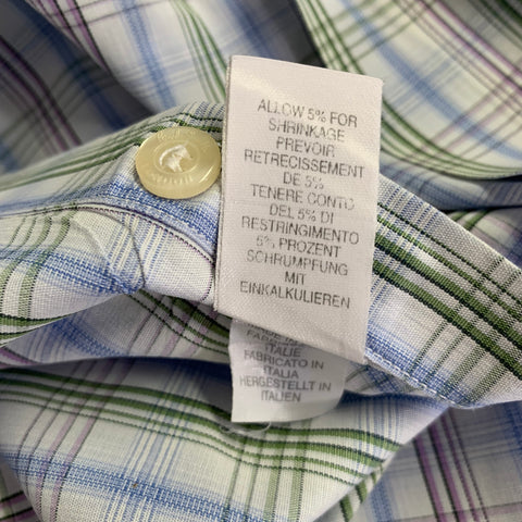 PAUL SMITH Size S White Blue Green Plaid Cotton Button Up Long Sleeve Shirt