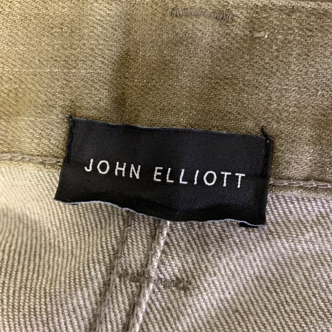 JOHN ELLIOTT Size 36 Green Olive Solid Cotton Blend Button Fly Jeans