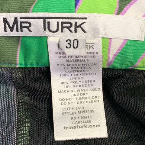 MR TURK Size 30 Black Nylon Blend Textured Mesh Swim Trunks