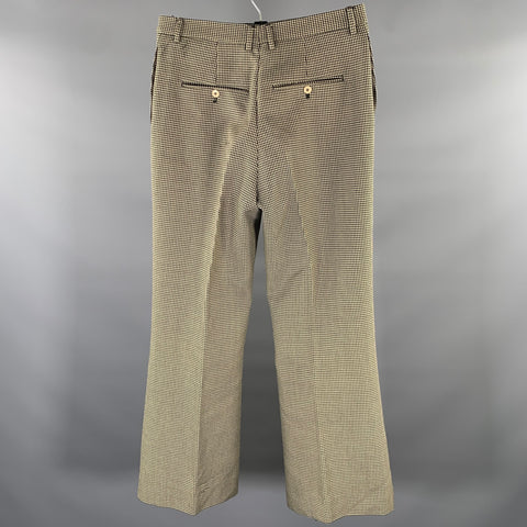 Pantalon large en laine à motif pied-de-poule crème et noir ACNE taille 31
