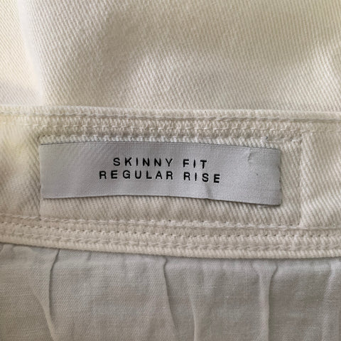 NEIL BARRETT Size 34 White Textured Cotton Blend Moto Racer Jeans