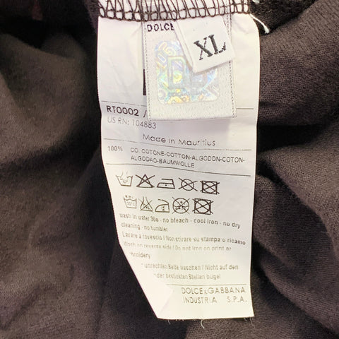 D&G by DOLCE & GABBANA Size XL Brown Black Metallic Gold Print Cotton Henley Pullover