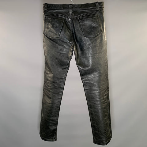 NO BRAND Size 34 Black Leather Tapered Casual Pants