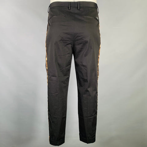 DOLCE & GABBANA Size 36 Black Brown Leopard Stripe Cotton Blend Dress Pants