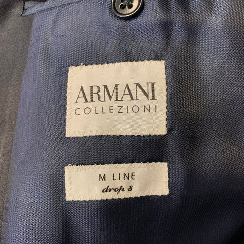 ARMANI COLLEZIONI Size 48 Navy Black Plaid Velvet Tuxedo Sport Coat