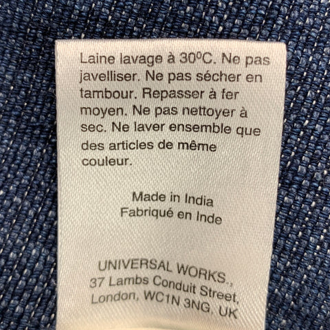 UNIVERSAL WORKS Size L Indigo Cotton Linen Collarless Jacket