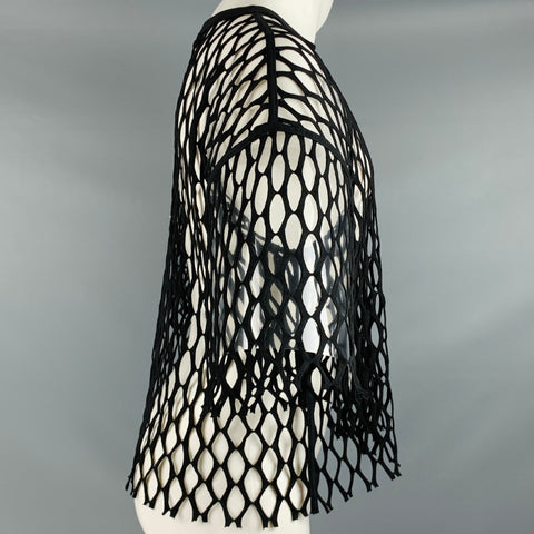 DRIES VAN NOTEN Size S Black Mesh Polyester Short Sleeve Vest