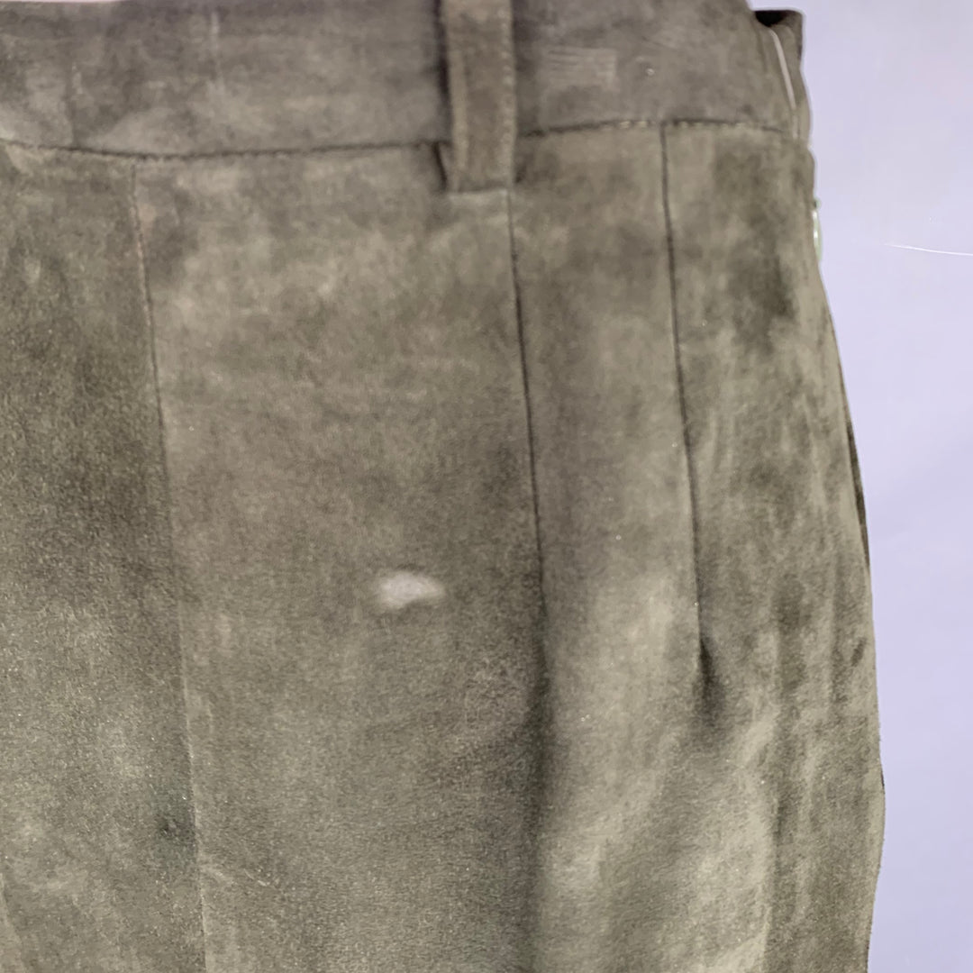 RALPH LAUREN Size 8 Green Suede Pencil Below Knee Skirt